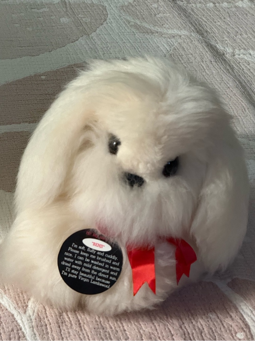 Vintage 100% Pure Virgin Lambswool Plushie Display Animal Genji